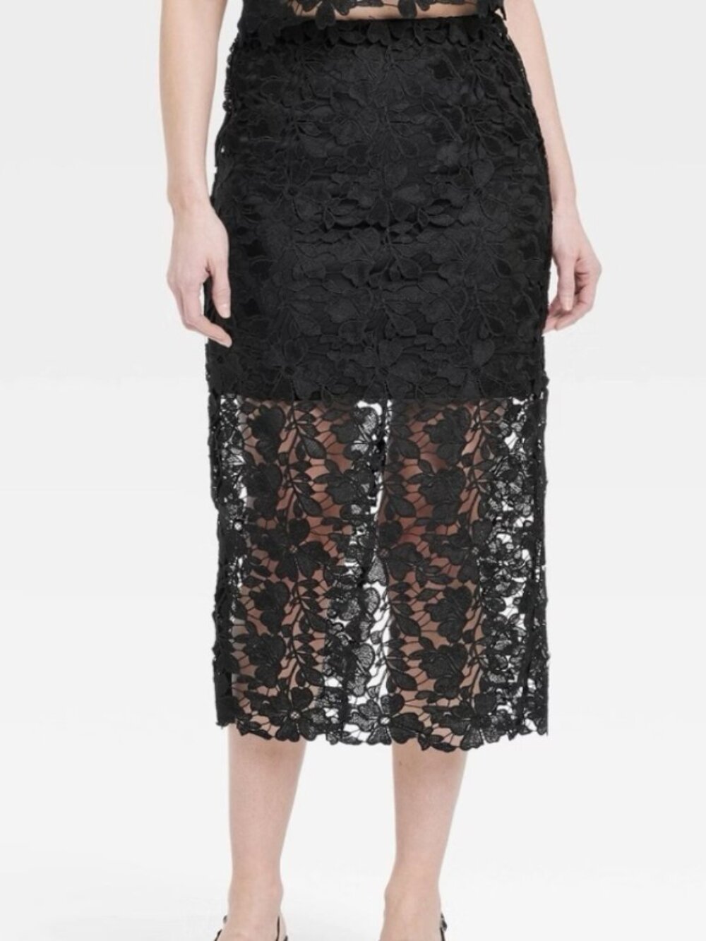 A New Day Illusion Black Lace Skirt Medium NWT